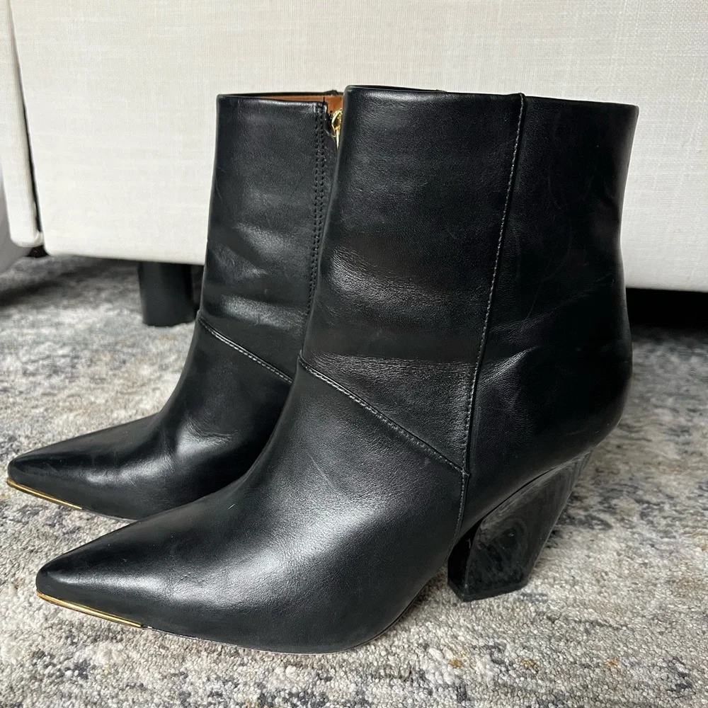Tory Burch Black Lila Leather Ankle Booties